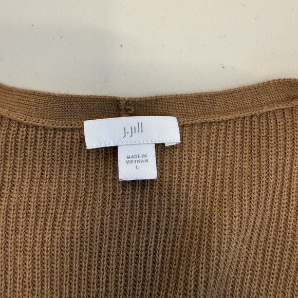J. Jill Sweater Womens Size L Brown Ribbed Cotton Knit Neutral Minimalist - Picture 4 of 8